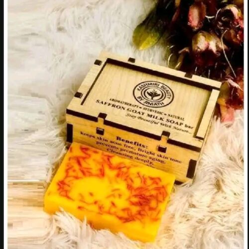 Saffron Goat Milk Soap with wooden Box