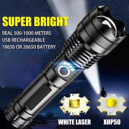 Rechargeable Zoom LED Flashlight USB Torch Light
